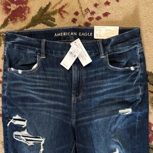 American Eagle Outfitters Distressed Dark Blue Boyfriend Jeans